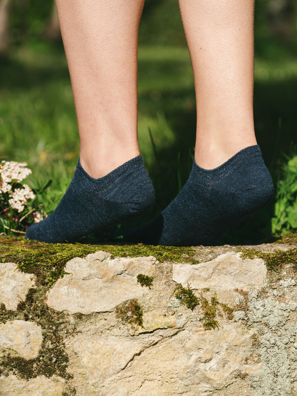 Pétrone socquettes lin coton bleu marine femme
