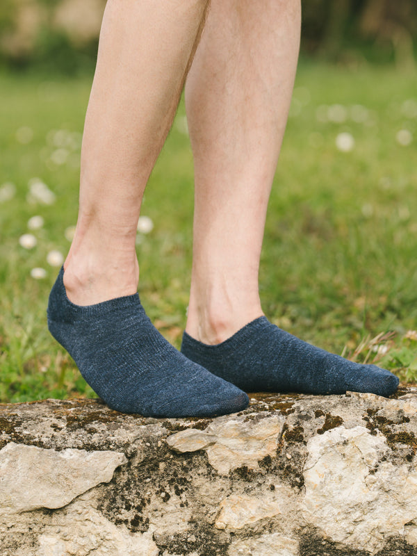 Pétrone socquettes lin coton bleu marine homme
