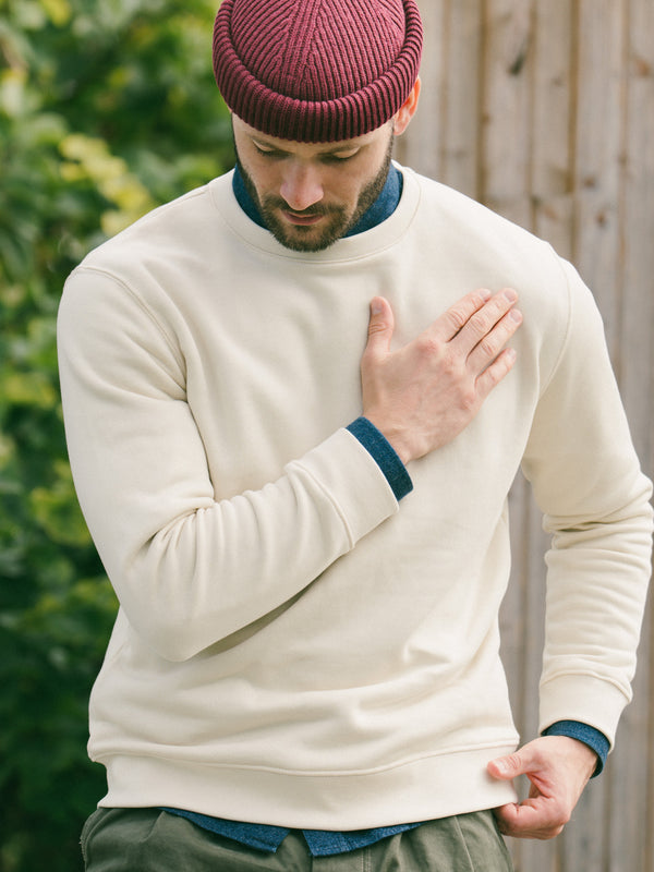 Pétrone sweat homme Tencel coton bio écru homme