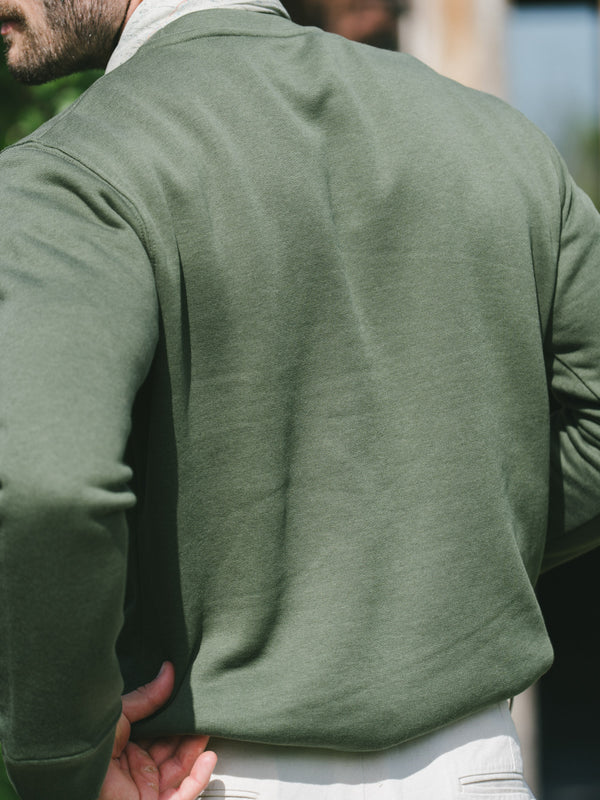 Pétrone sweat homme Tencel coton bio vert kaki homme