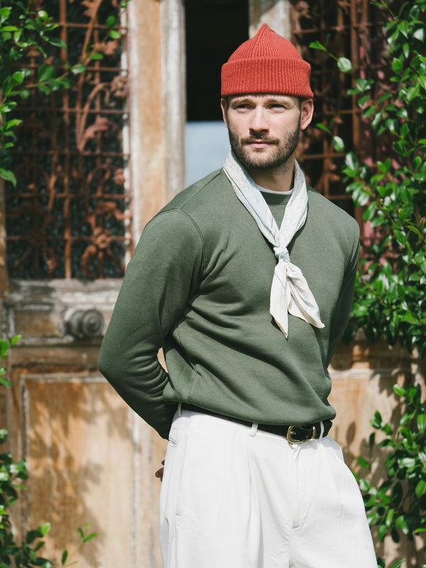 Pétrone sweat homme Tencel coton bio vert kaki homme