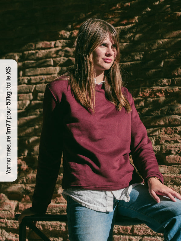 Pétrone sweat homme Tencel coton bio bordeaux femme
