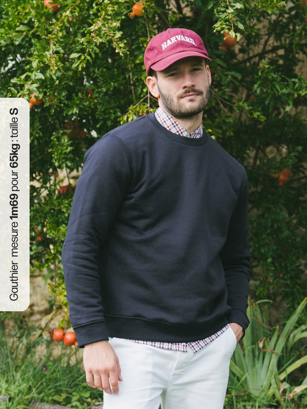 Pétrone sweat homme Tencel coton bio bleu marine homme