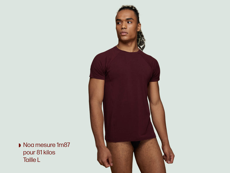 Pétrone T-shirt sport tencel bordeaux foncé homme