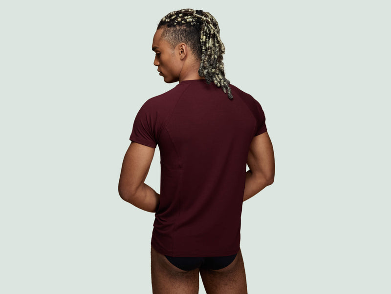 Pétrone T-shirt sport tencel bordeaux foncé homme