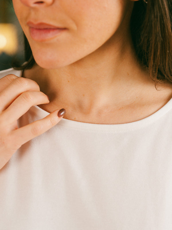 Pétrone t-shirt boxy coton bio tencel lyocell blanc crème femme