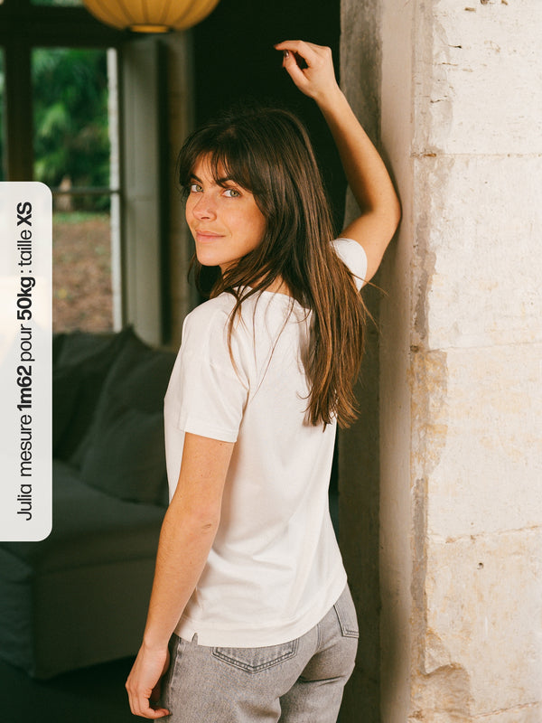 Pétrone t-shirt boxy coton bio tencel lyocell blanc crème femme