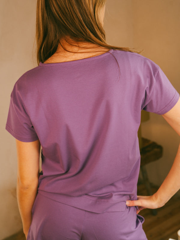 Pétrone t-shirt boxy coton bio tencel lyocell lilas femme