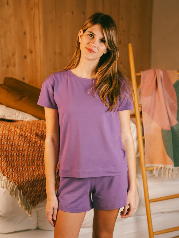 Pétrone t-shirt boxy coton bio tencel lyocell lilas femme
