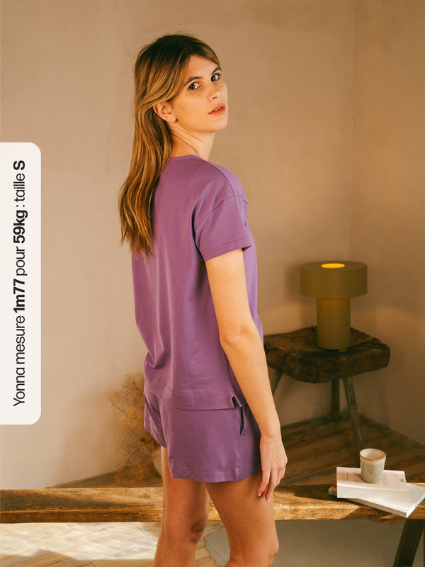Pétrone t-shirt boxy coton bio tencel lyocell lilas femme