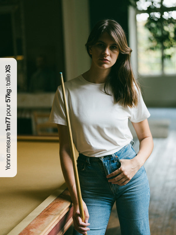 Pétrone T-shirt manches courtes coton pima micromodal blanc crème femme