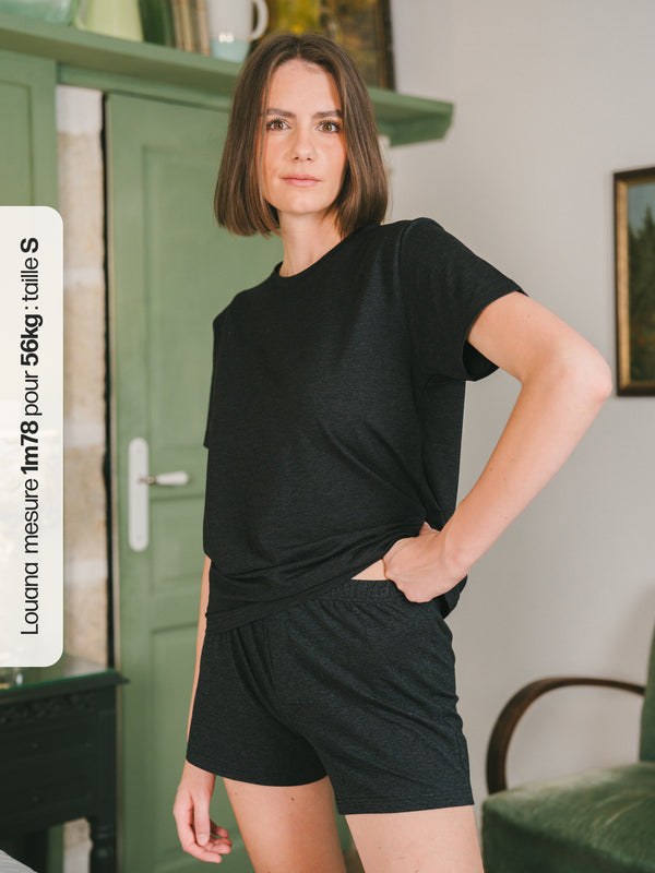 Pétrone T-shirt manches courtes coton pima micromodal gris anthracite femme