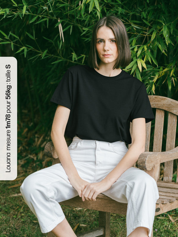 Pétrone T-shirt manches courtes coton pima micromodal noir femme