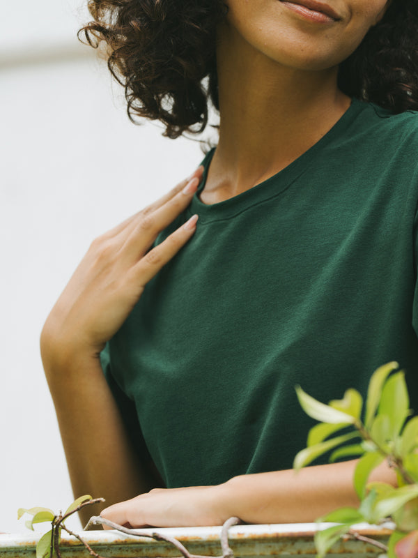 Pétrone T-shirt manches courtes coton pima micromodal vert bouteille femme