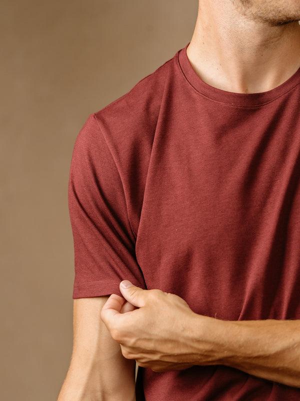 Pétrone T-shirt manches courtes coton pima micromodal bordeaux foncé homme
