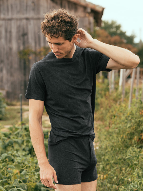 Pétrone T-shirt manches courtes coton pima micromodal gris anthracite homme