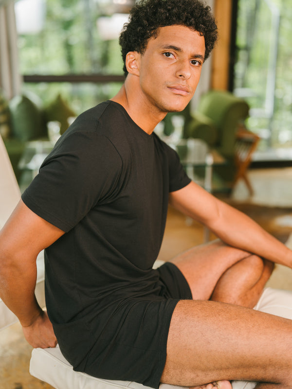 Pétrone T-shirt manches courtes coton pima micromodal noir homme