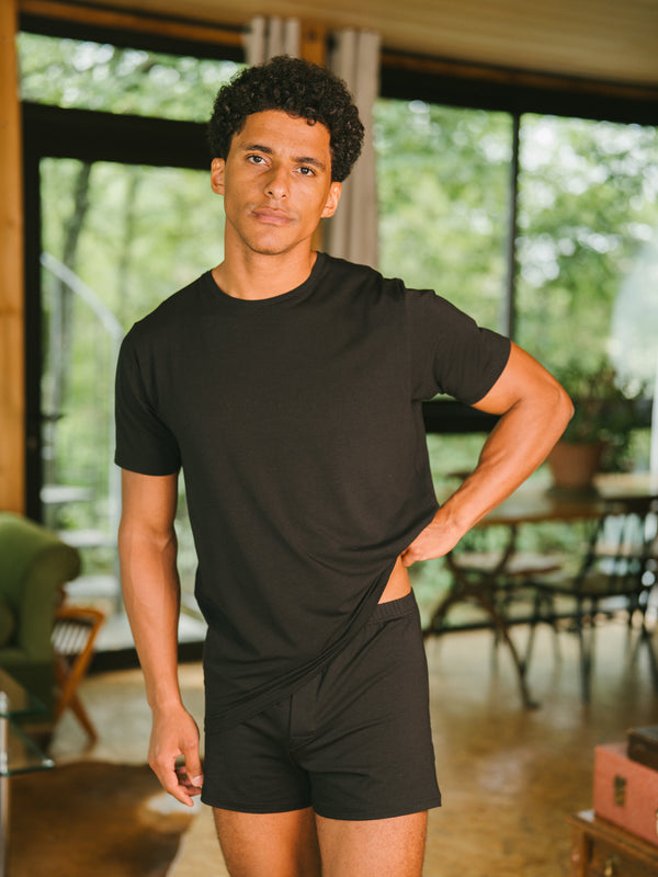 Pétrone T-shirt manches courtes coton pima micromodal noir homme