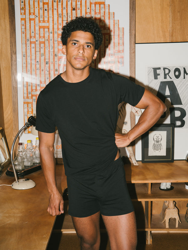 Pétrone T-shirt manches courtes coton pima micromodal noir homme