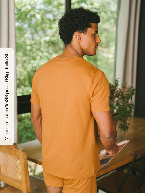 Pétrone T-shirt manches courtes coton pima micromodal ocre homme