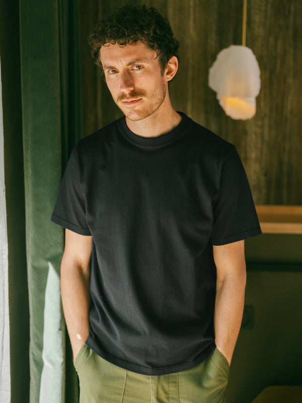 Pétrone T-shirt manches courtes coton bio tencel noir homme