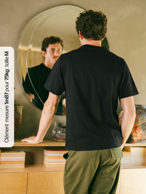 Pétrone T-shirt manches courtes coton bio tencel noir homme