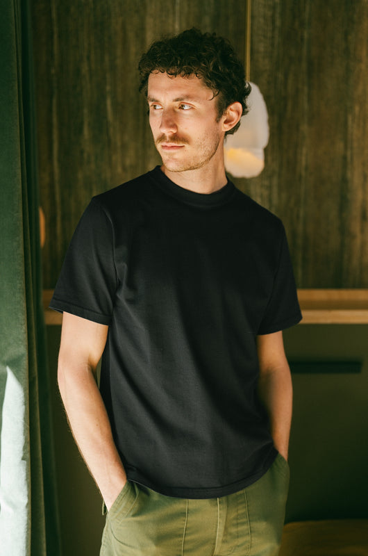 Pétrone T-shirt manches courtes coton bio tencel noir homme
