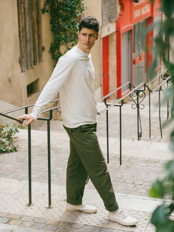 Pétrone T-shirt manches courtes coton bio tencel blanc crème homme