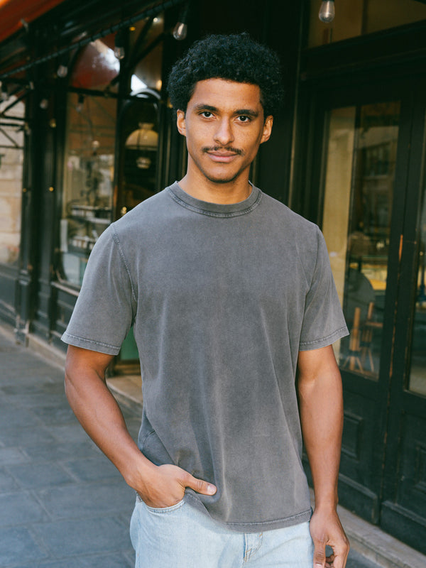 Pétrone T-shirt manches courtes coton bio tencel gris homme