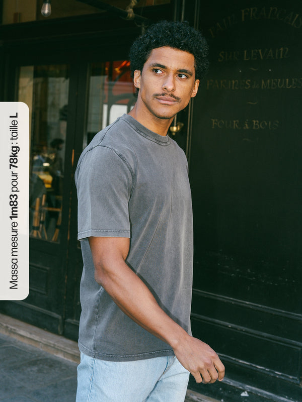 Pétrone T-shirt manches courtes coton bio tencel gris homme