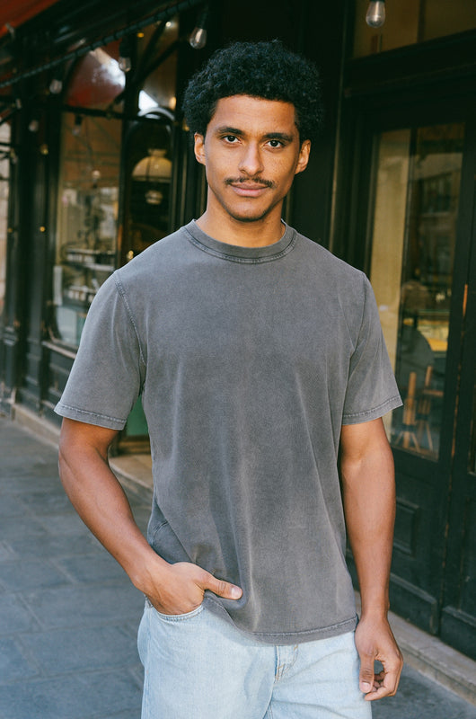 Pétrone T-shirt manches courtes coton bio tencel pigment gris homme