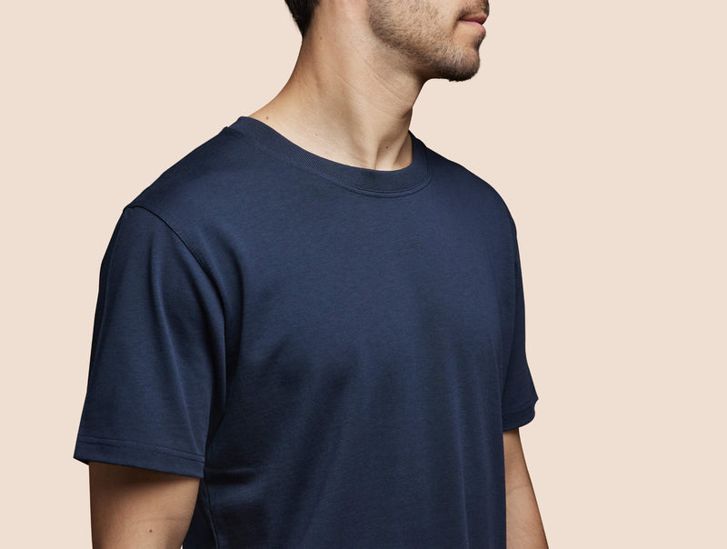 Pétrone T-shirt manches courtes coton pima micromodal bleu marine homme