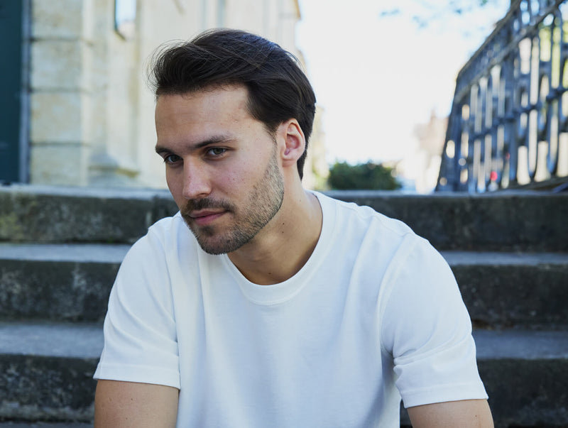 Pétrone T-shirt manches courtes coton pima micromodal blanc crème homme