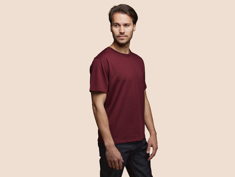 Pétrone T-shirt manches courtes coton pima micromodal bordeaux homme