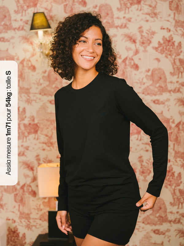 Pétrone T-shirt manches longues coton biologique tencel lyocell noir femme