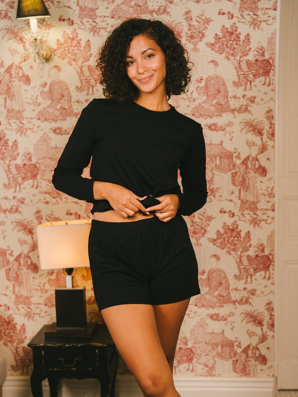 Pétrone T-shirt manches longues coton biologique tencel lyocell noir femme