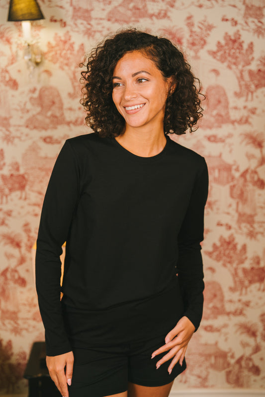 Pétrone T-shirt manches longues coton biologique tencel lyocell noir femme