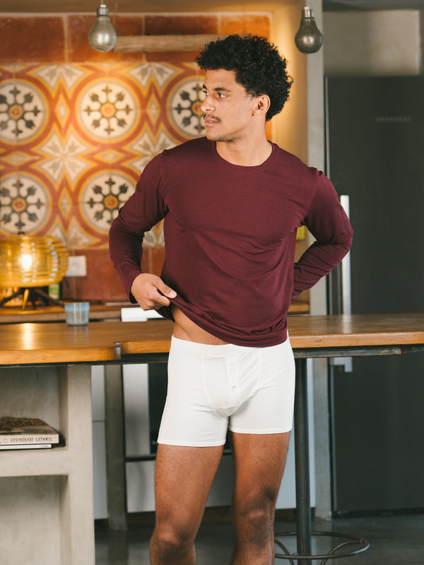 Pétrone T-shirt manches longues coton biologique tencel lyocell lie de vin homme