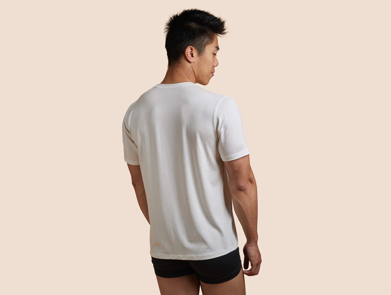 Pétrone T-shirt droit sport tencel blanc crème homme