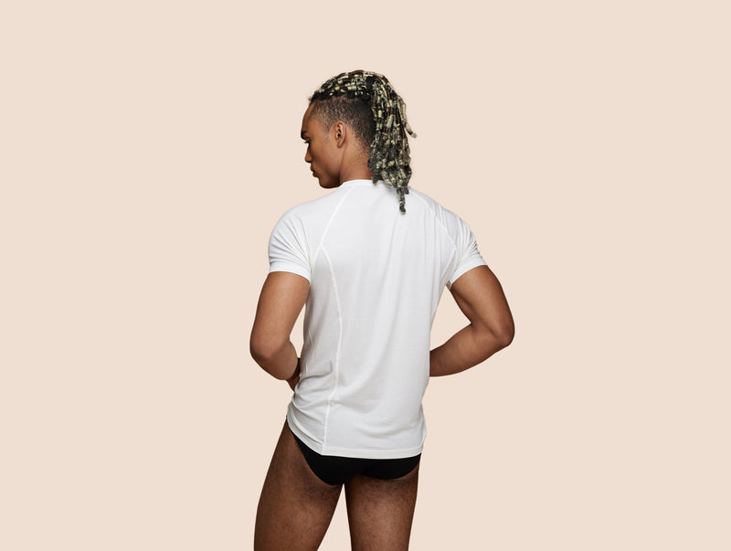 Pétrone T-shirt sport tencel blanc crème homme dos