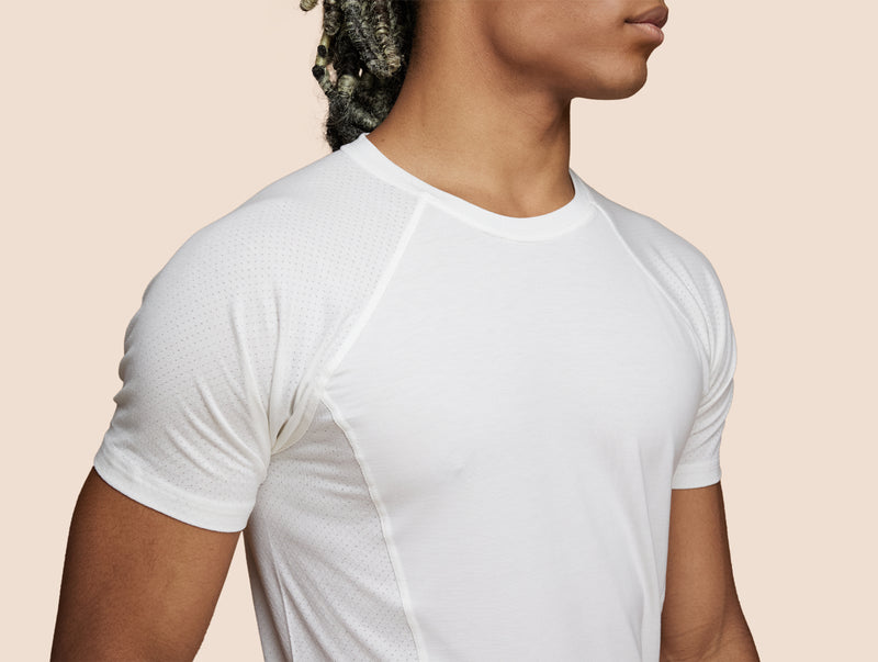 Pétrone T-shirt sport tencel blanc crème homme zoom