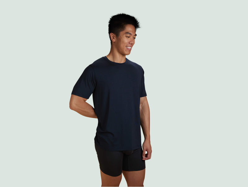 Pétrone T-shirt droit sport tencel bleu marine homme