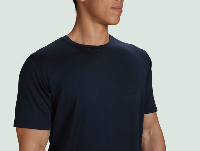 Pétrone T-shirt droit sport tencel bleu marine homme