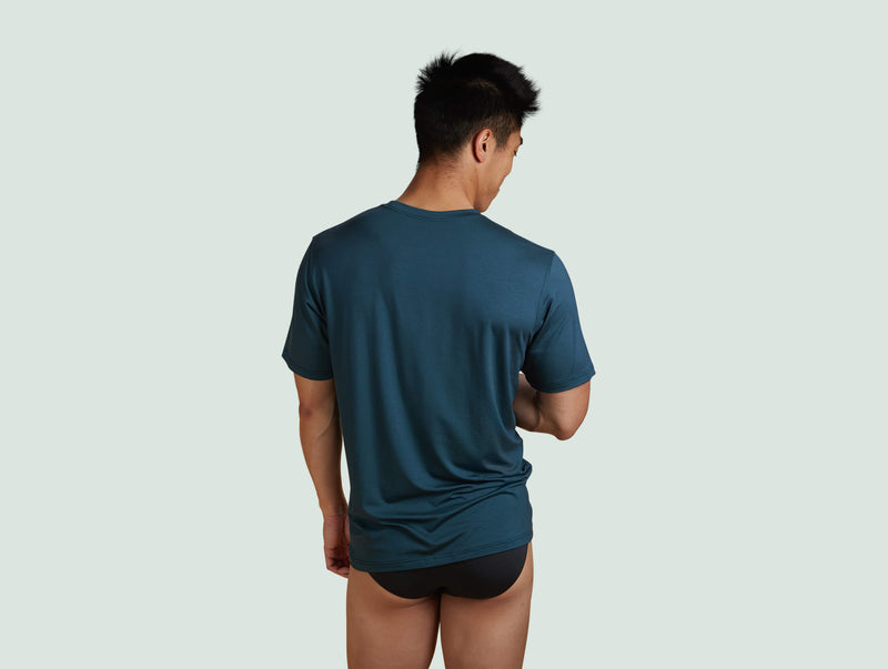 Pétrone T-shirt droit sport tencel bleu pétrole homme