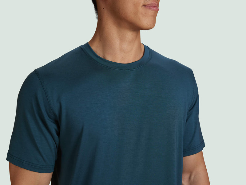 Pétrone T-shirt droit sport tencel bleu pétrole homme