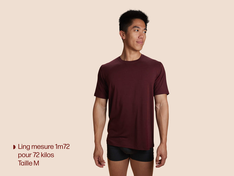 Pétrone T-shirt droit sport tencel bordeaux foncé homme