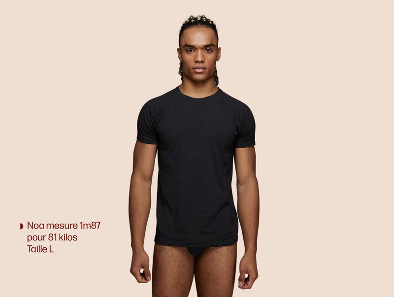Pétrone T-shirt sport tencel gris anthracite homme face