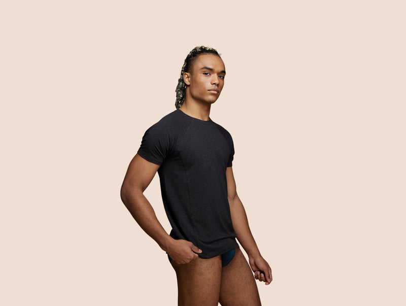 Pétrone T-shirt sport tencel gris anthracite homme trois quart