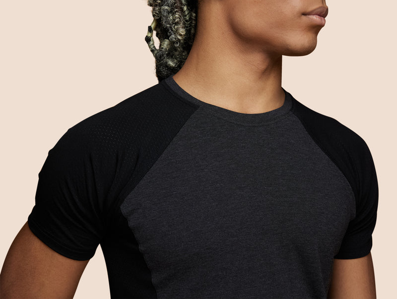Pétrone T-shirt sport tencel gris anthracite - noir homme zoom