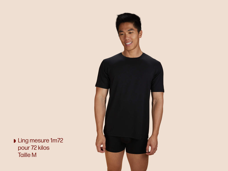 Pétrone T-shirt droit sport tencel noir homme